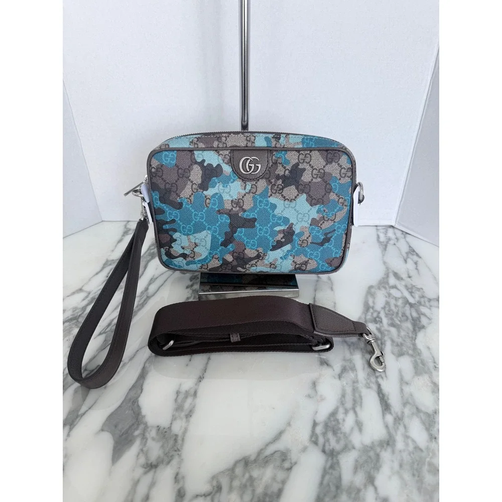 Gucci GG Marbled Pop Camo Crossbody Bag Blue Brown 839155 FAFHF 001